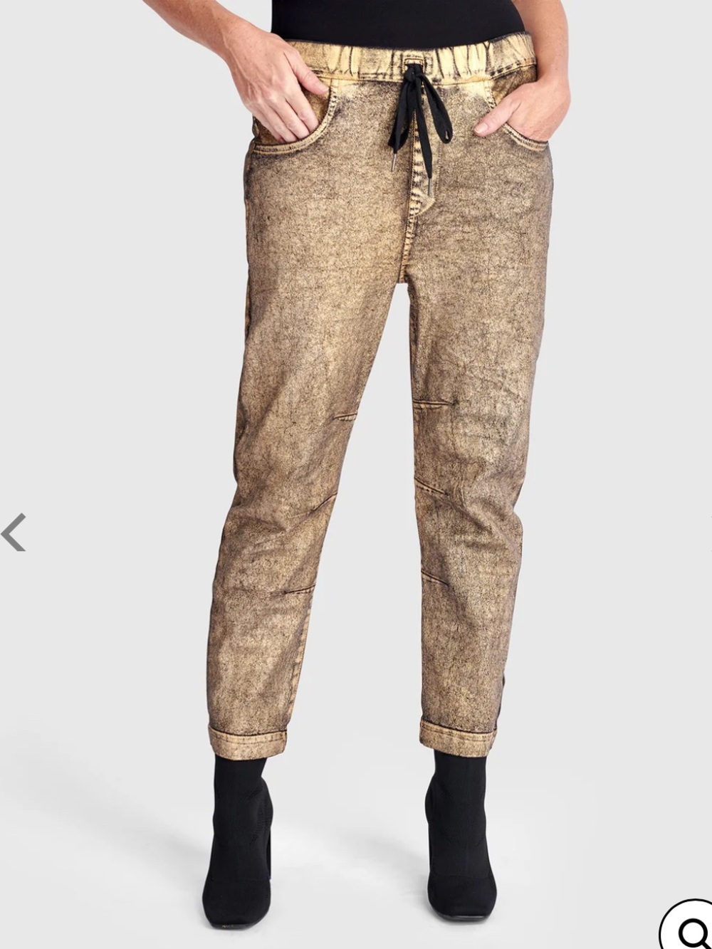 ALEMBIKA Boyfriend Joggers Pants Metallic Gold Grunge Streetwear Glam 10 12